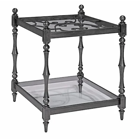 Chartwell End Table with Glass Top and Shelf